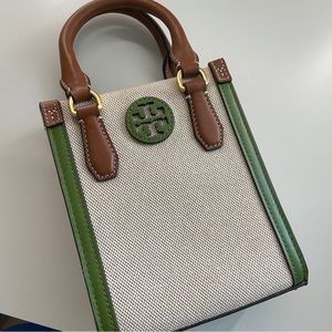 Tory Burch mini canvas shopping bag / phone bag